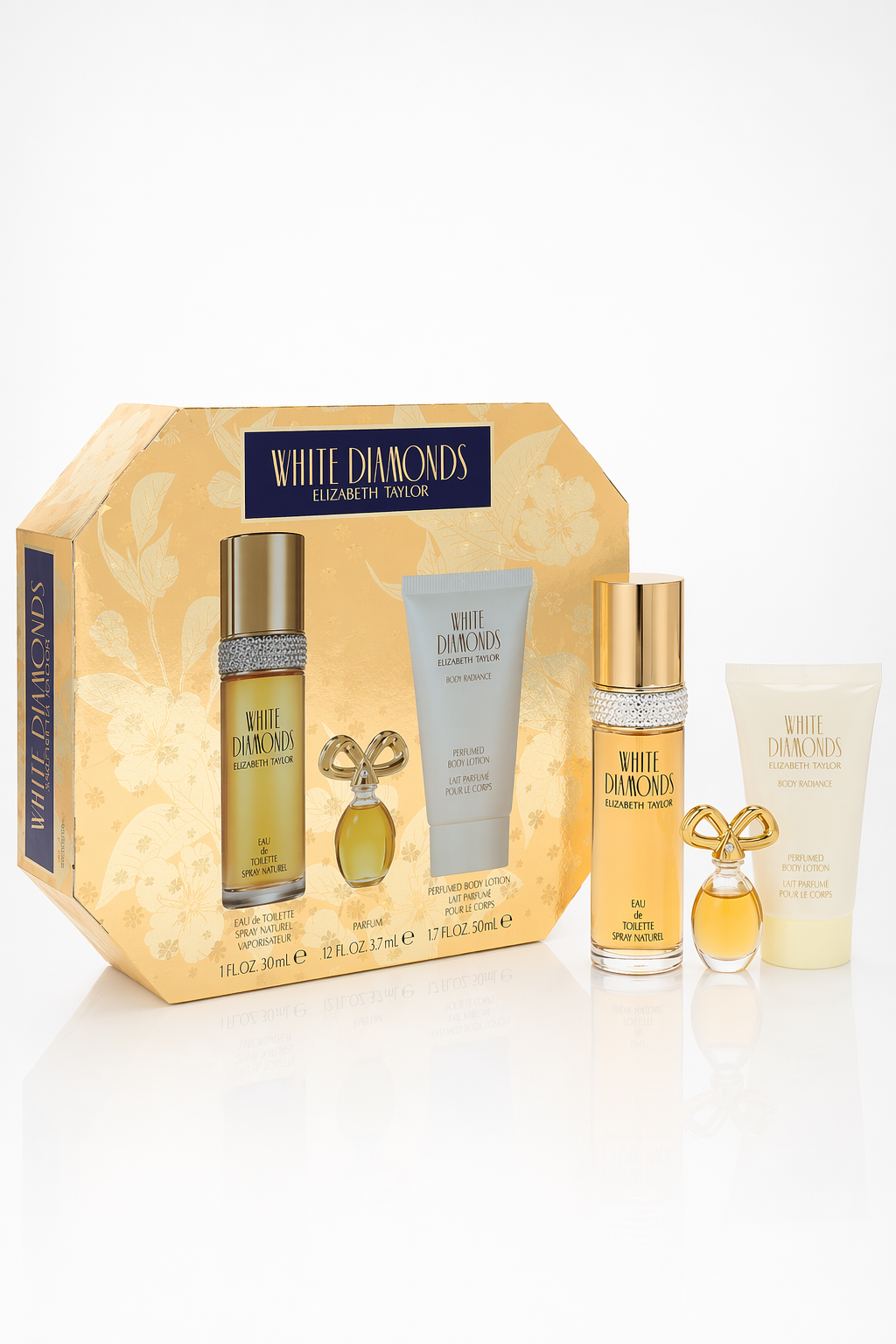 White Diamonds Gift Set - 1 oz Eau De Toilette Spray + .12 oz Min EDP + 1.7 oz Body Lotion By Elizabeth Taylor Default