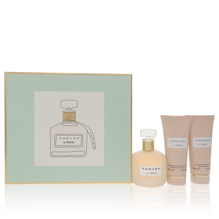 Carven Le Parfum Gift Set, 3.4 oz Eau De Parfum Spray + 3.4 oz Body Milk + 3.4 oz  Shower Gel By Carven
