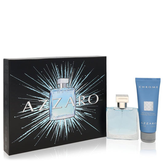 Chrome Gift Set, 1.7 oz Eau De Toilette Spray + 2.5 oz All Over Shampoo By Azzaro