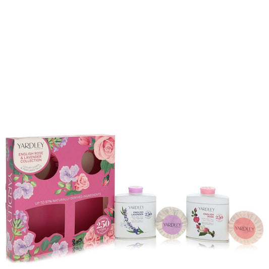 English Lavender Gift Set - English Rose & Lavender Colletion- 2 x 1.7 oz Soap + 2 x 1.7 oz Perfume Talc By Yardley London