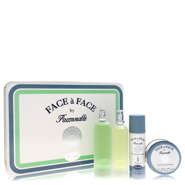 Face A Face Gift Set, 5 oz Eau De Toilette Spray + 5 oz Deodorant Spray + 3.3 oz After Shave + 5 oz Soap By Faconnable