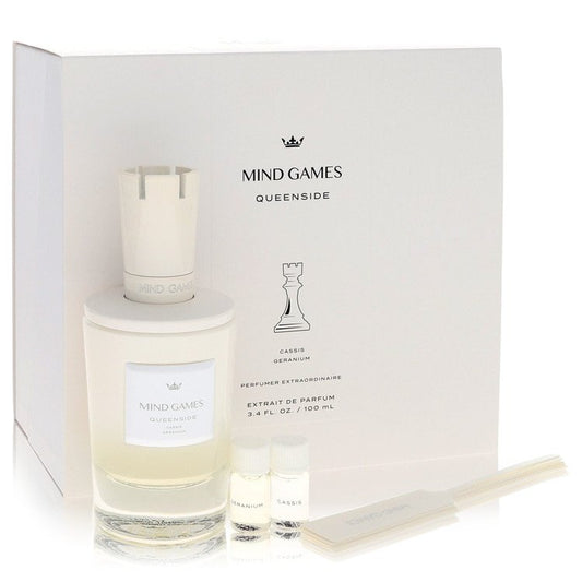 Mind Games Queenside Gift Set, 3.4 oz Extrait De Parfum Spray + 2 x 0.10 Mini Extrait EDP + Testing Papers By Mind Games