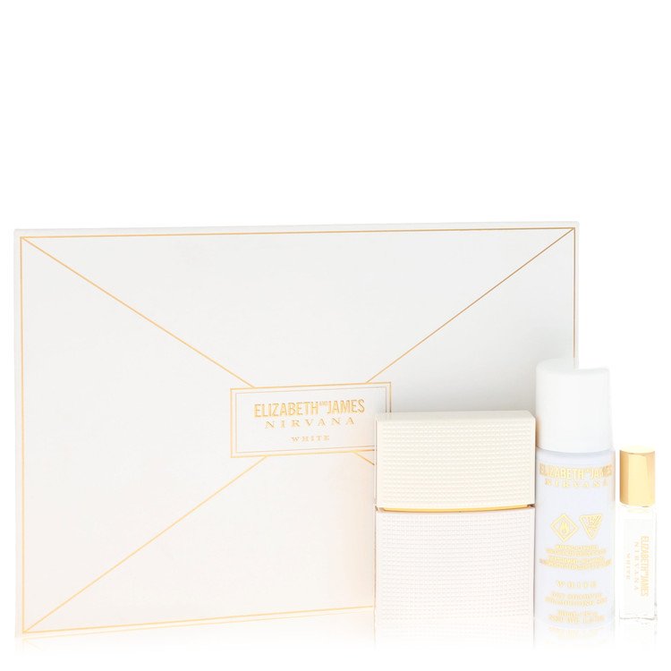 Nirvana White Gift Set - 1 oz Eau De Parfum Spray + 0.24 oz Mini EDP Rollerball + 1.3 oz Dry Shampoo By Elizabeth And James