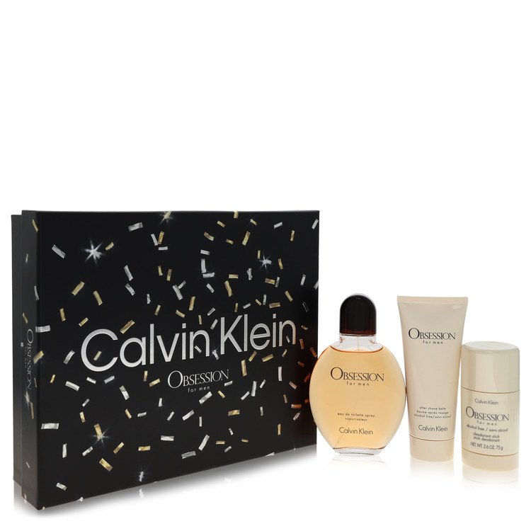 Obsession Gift Set, 4.2 oz Eau De Toilette Spray + 3.4 oz After Shave Balm + 2.6 oz Deodorant Stick By Calvin Klein