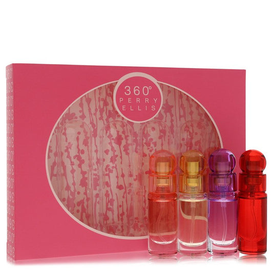 Perry Ellis 360 Gift Set, Four piece Travel Gift Set Includes .25 oz Mini Eau De Parfum Spray of each. 360 Coral, 360 Fo