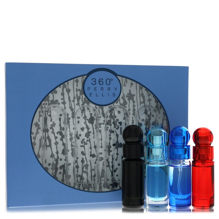 Perry Ellis 360 Gift Set, Four piece Travel Gift Set Includes .25 oz Mini EDT Spray of each. 360 Black, 360 For Men, 360