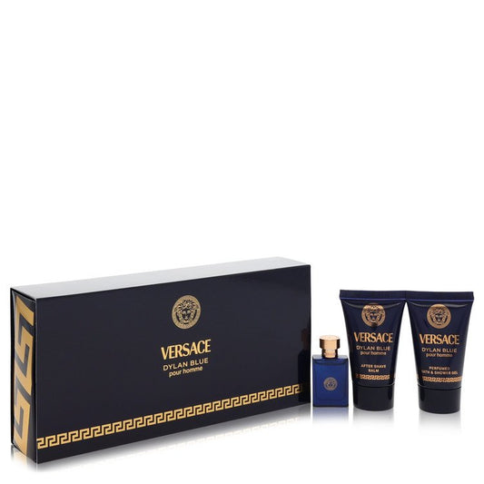 Versace Pour Homme Dylan Blue Gift Set, 0.17 oz Mini EDT + 0.8 oz After Shave Balm + 0.8 oz Shower Gel By Versace